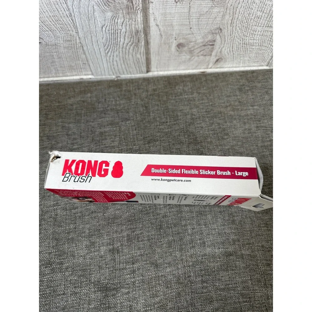 KONG Double Sided Flexible Slicker Brush Large Dog Grooming Tool Red Gray